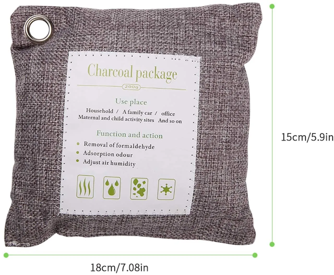 4 Bolsa de Carbón Activo De Bambú, Purificación de Aire, Bolsas de Carbón Activado, Bolsas de ambientador Natural, para Coche, Cocina, Refrigerador, Hogar, 4x200g - Imagen 2