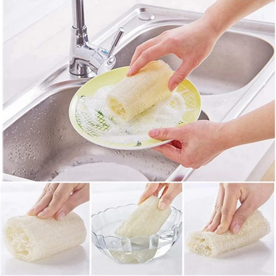 Yueser 10 Piezas Loofah Natural Esponja Luffa con Cordón y Asa para Baño Ducha Corporal Limpieza de Cocina Depurador (3 estilos) - Imagen 4