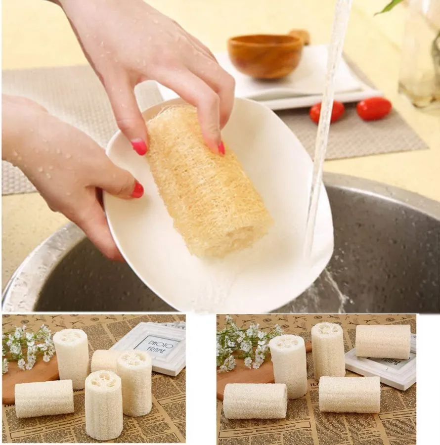 Yueser 10 Piezas Loofah Natural Esponja Luffa con Cordón y Asa para Baño Ducha Corporal Limpieza de Cocina Depurador (3 estilos) - Imagen 3
