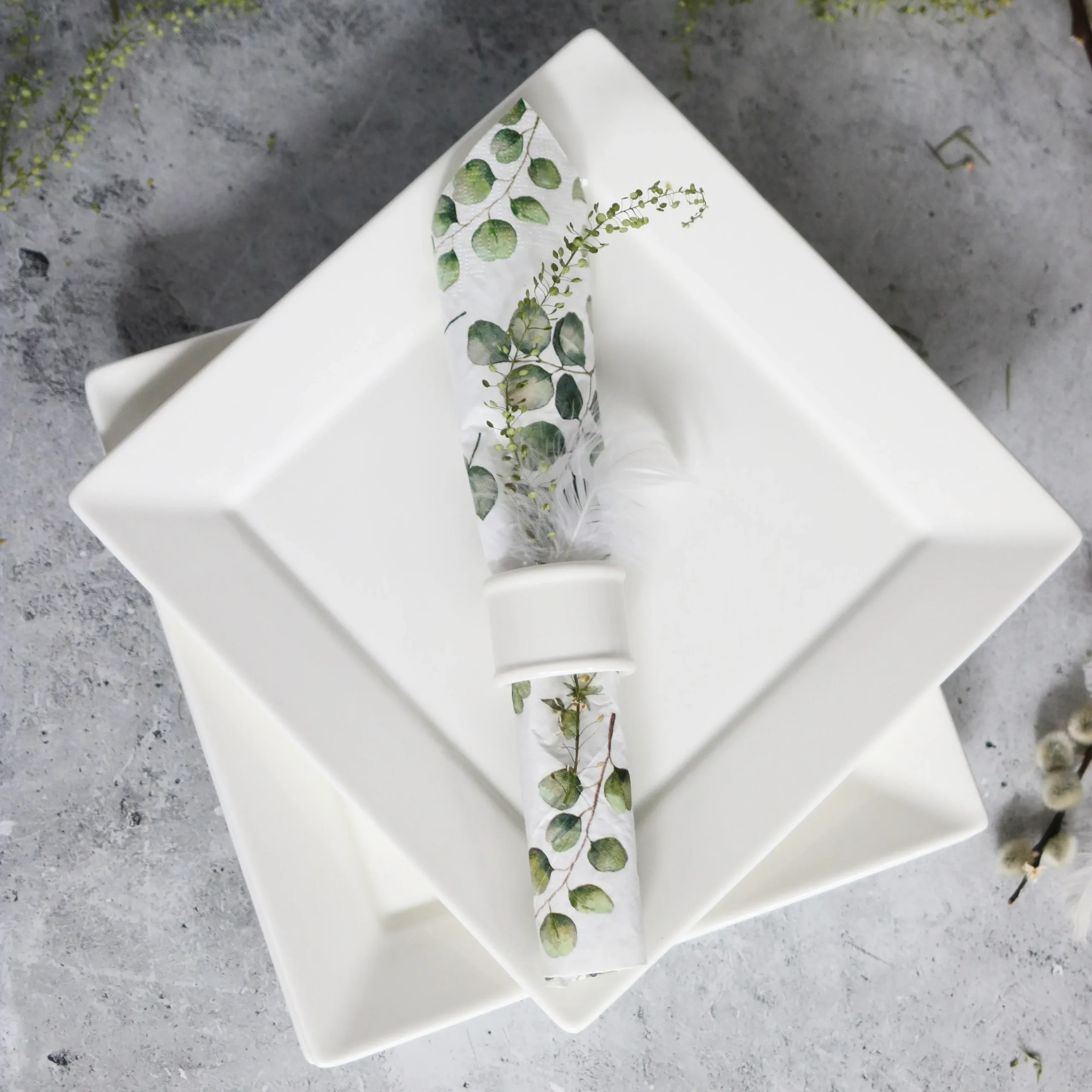 Fuente cuadrado 19 cm., blanco, porcelana. - Imagen 2