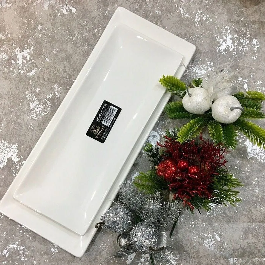 Fuente rectángulo 30*12 cm., blanco, porcelana. - Imagen 2