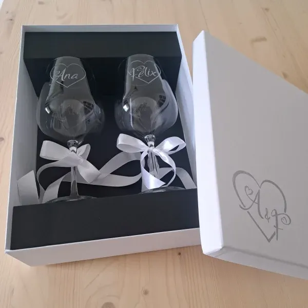 Copas Vino 58cl. con Estuche | Corazón Personalizadas
