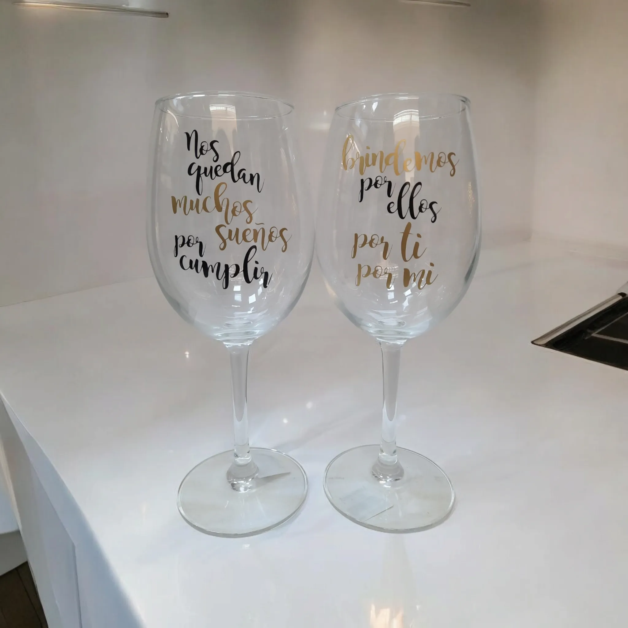 Set de dos copas personalizadas con frase