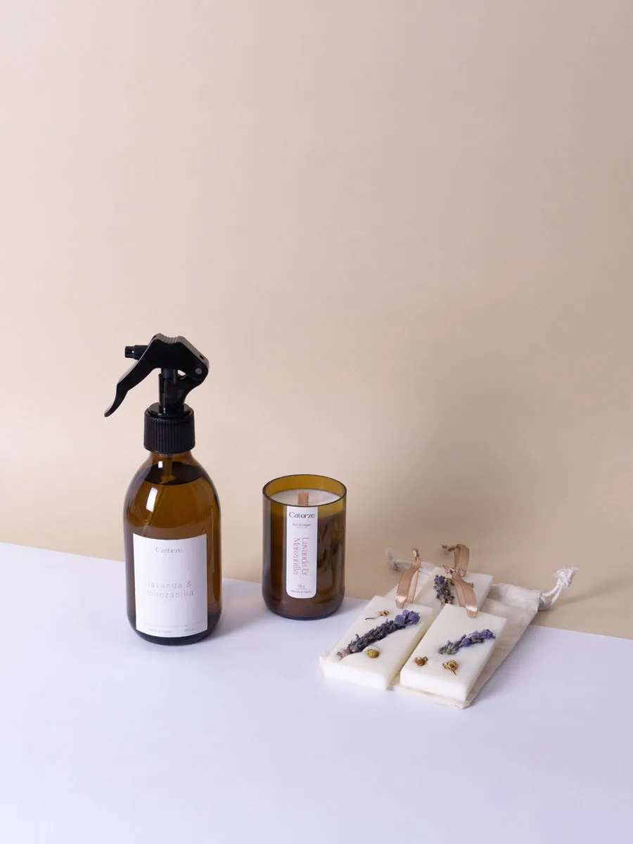 Pack Lavanda & Manzanilla | Ambientador + Vela + Ambientador de Armario | Dos tamaños - Imagen 2