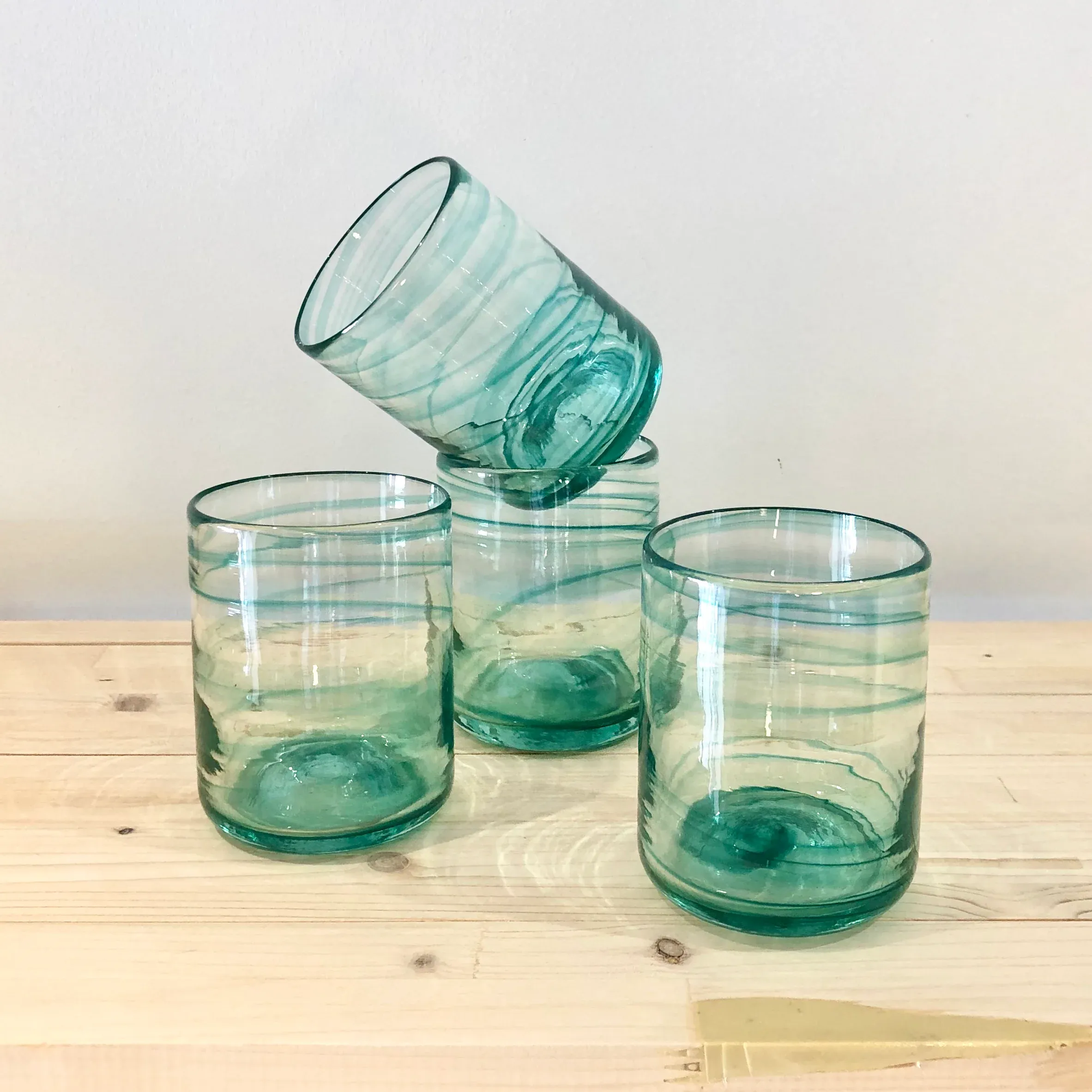 Vaso de agua / Espiral verde