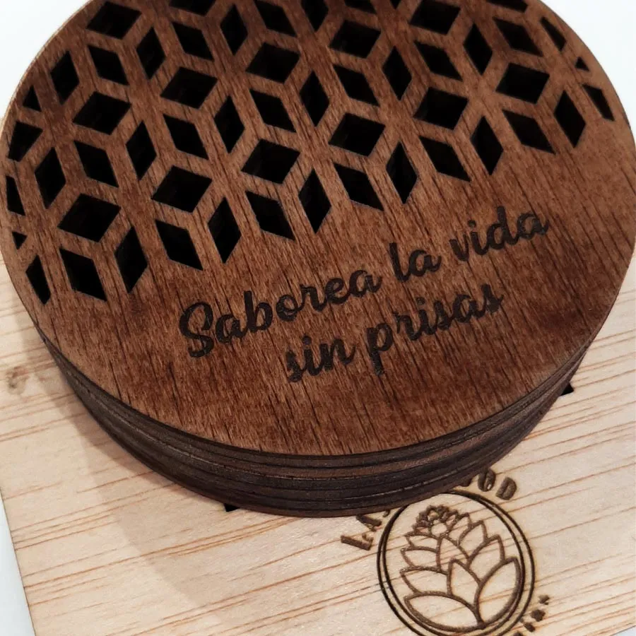 Juego 6 Posavasos Troquelados Rombos Redondo PERSONALIZADO - Imagen 2