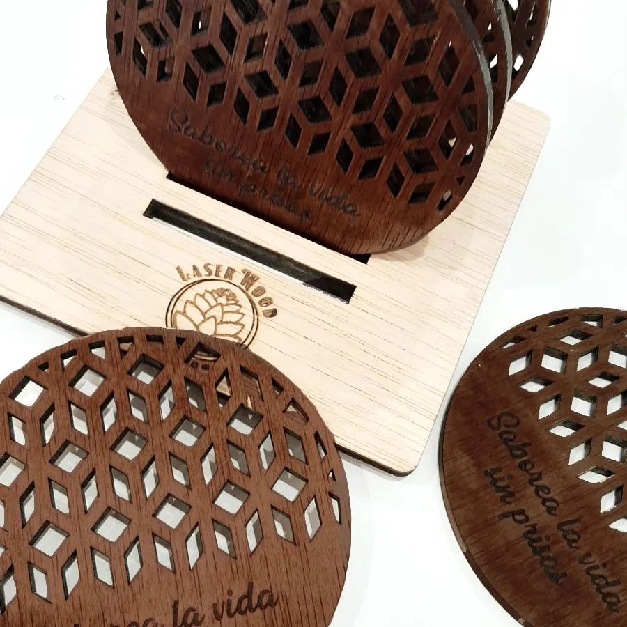Juego 6 Posavasos Troquelados Rombos Redondo PERSONALIZADO - Imagen 3