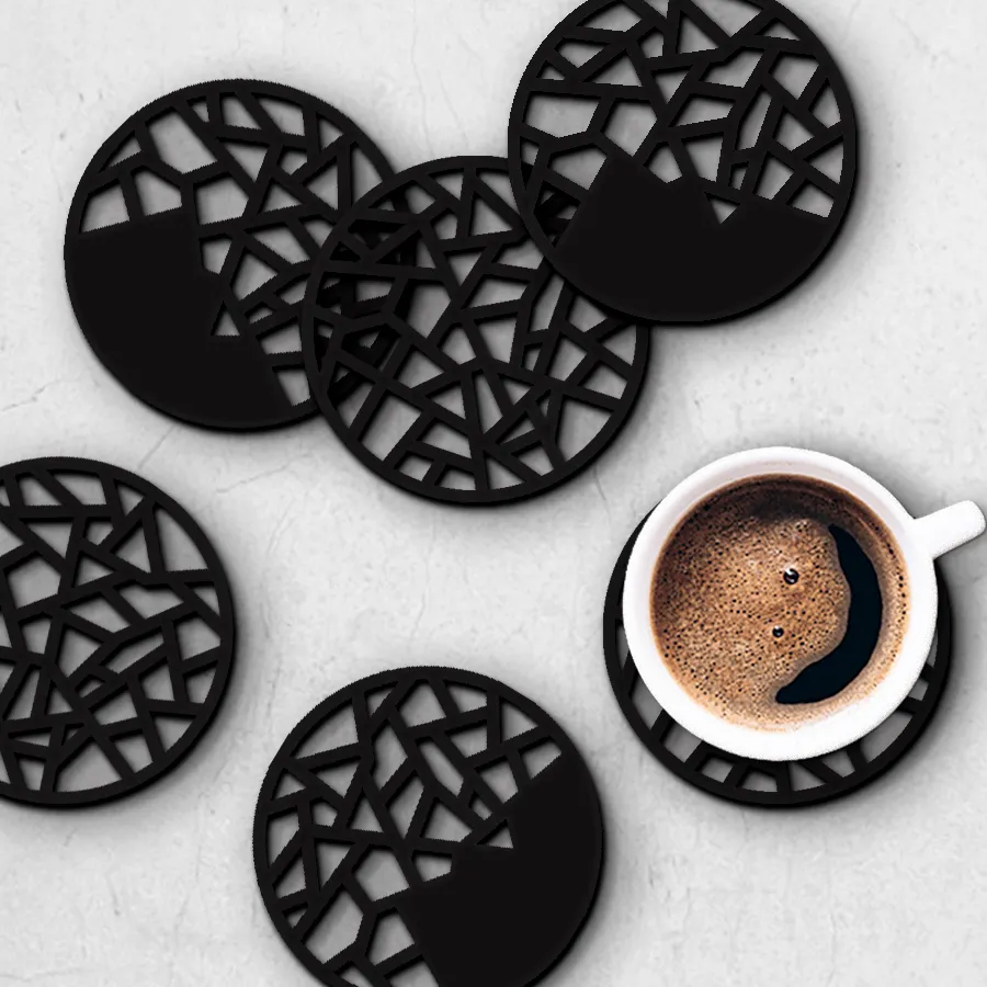 Juego 6 Posavasos Líneas Craquelado Redondo PERSONALIZADO - Imagen 2