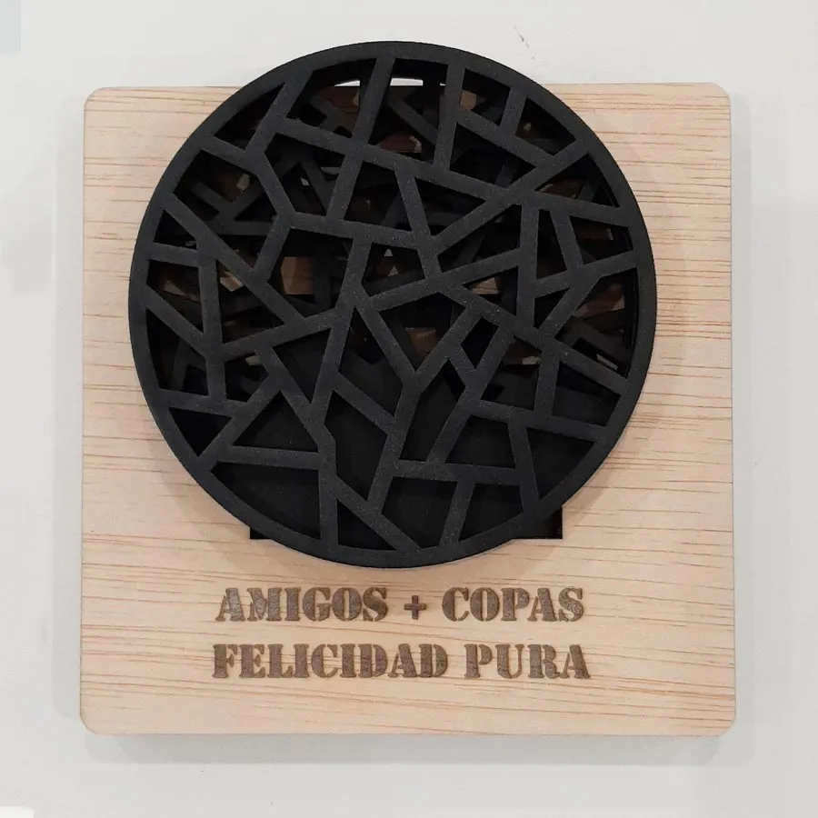 Juego 6 Posavasos Líneas Craquelado Redondo PERSONALIZADO