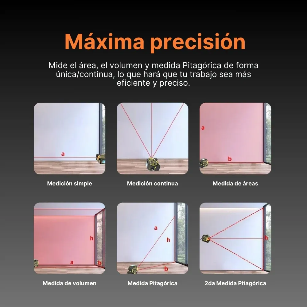 3 en 1 Medidor Laser 40M + Nivel Laser GRATIS - Imagen 4