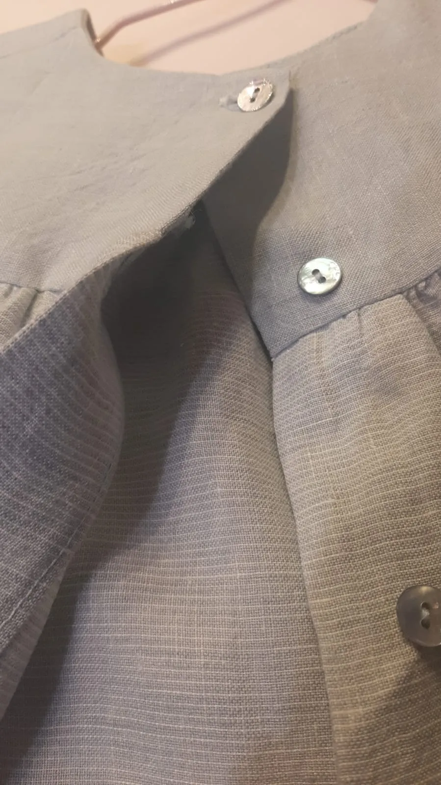 Vestido azul de lino niña - Imagen 3