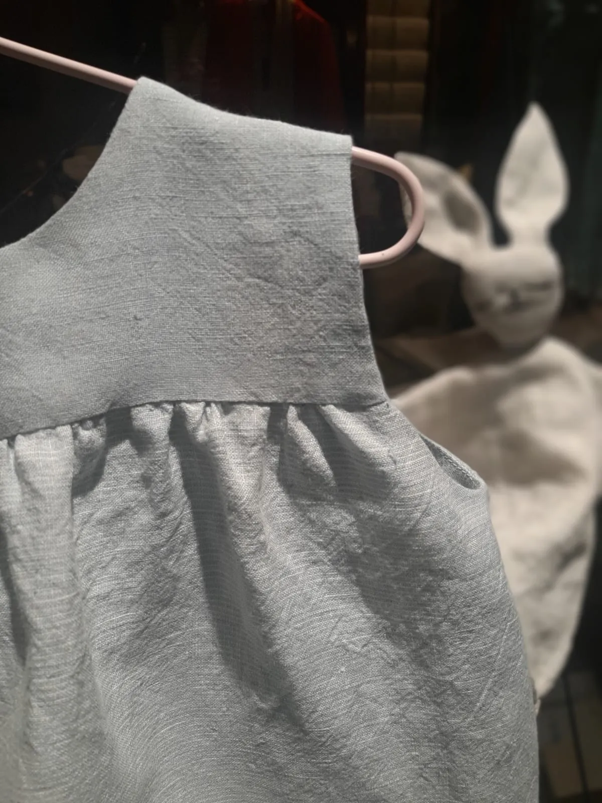 Vestido azul de lino niña - Imagen 4