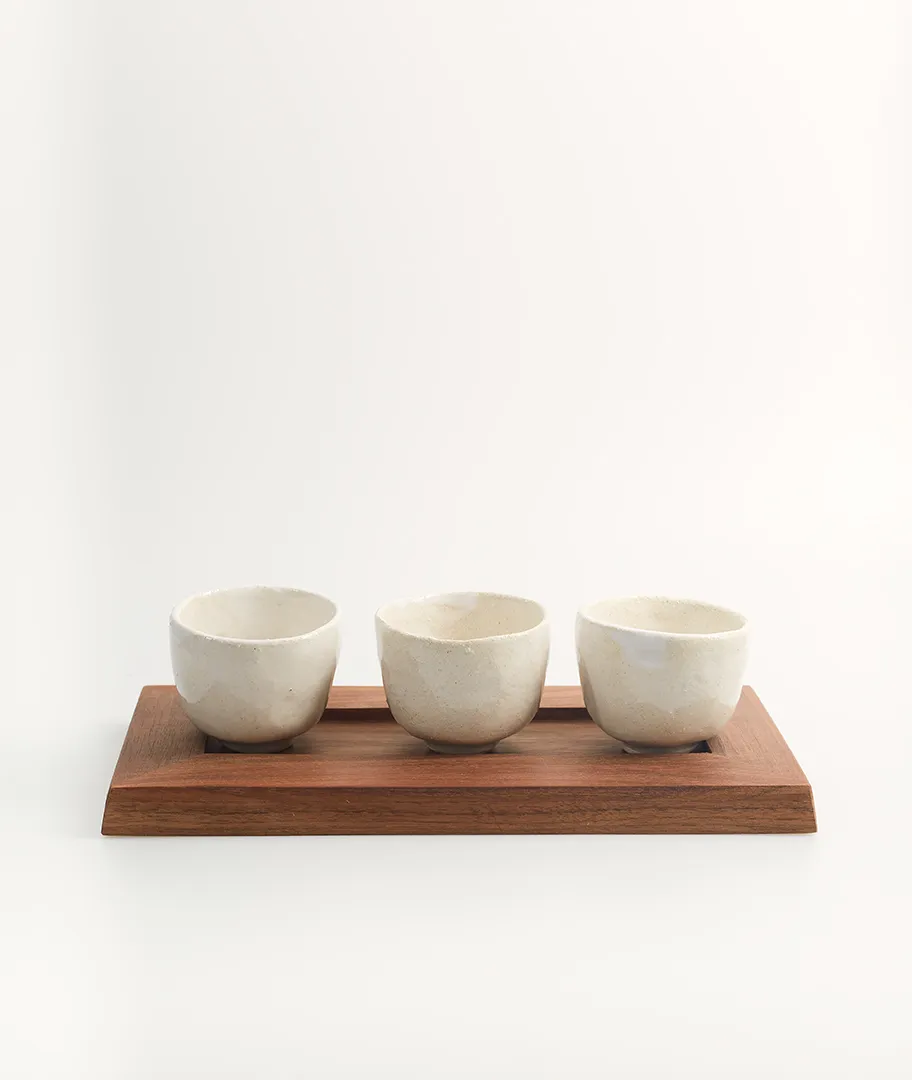 Set de bandeja y mini boles Erla blanco