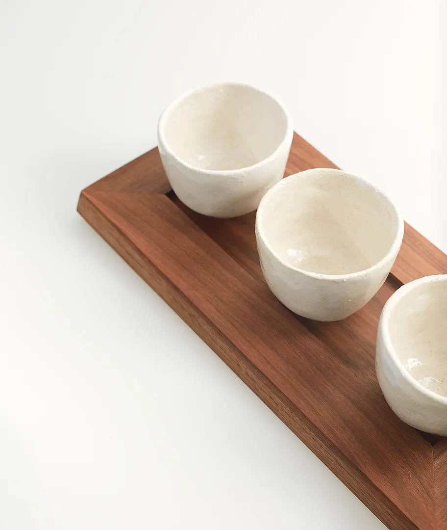 Set de bandeja y mini boles Erla blanco - Imagen 3