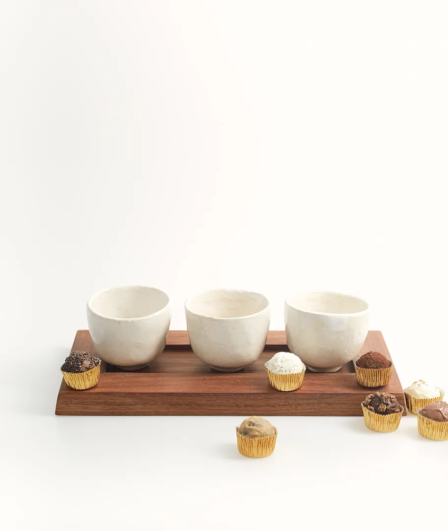 Set de bandeja y mini boles Erla blanco - Imagen 4