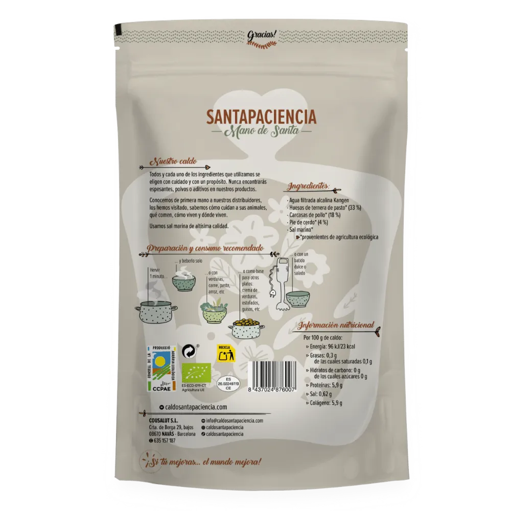 CALDO DE HUESOS ECOLÓGICO SANTAPACIENCIA – 500 ML - Imagen 2