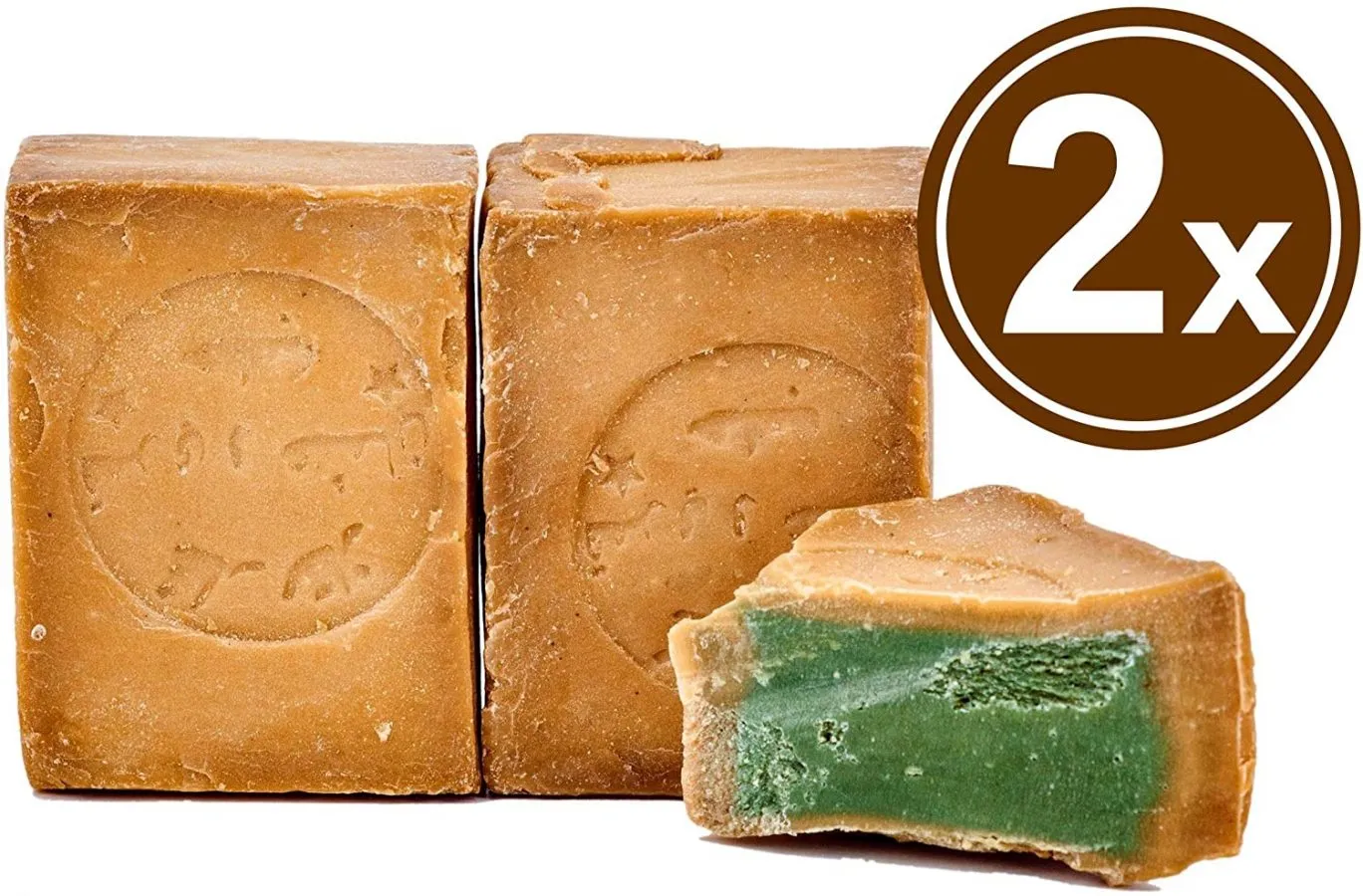 Carenesse Jabón original de Alepo, 2 x 200 g, 95% de aceite de oliva y 5% de aceite de laurel, jabón natural para el cabello