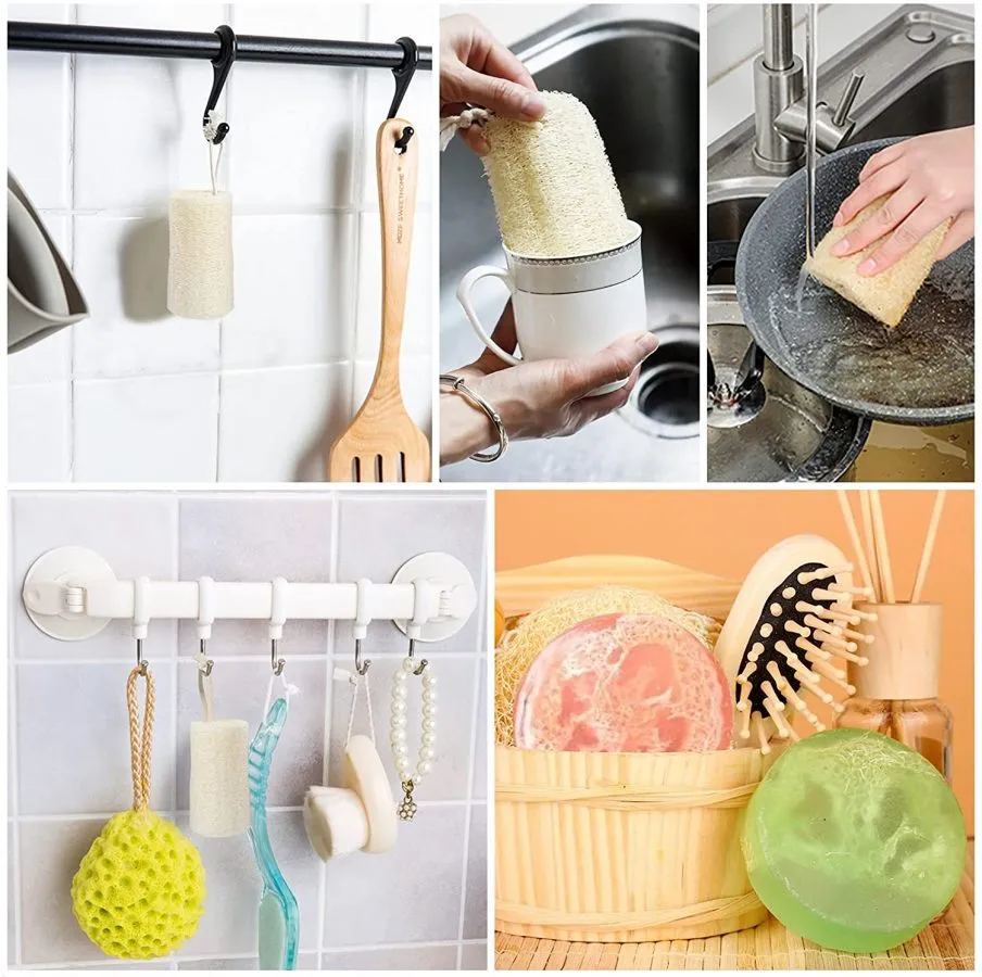 Esponja Luffa de Orgánico Biodegradable Loofah Natural 10cm 7.5cm Ducha Loofah Exfoliante Esponja de Lufa Para Lavado de Ducha y Limpieza de Cocina - Imagen 5
