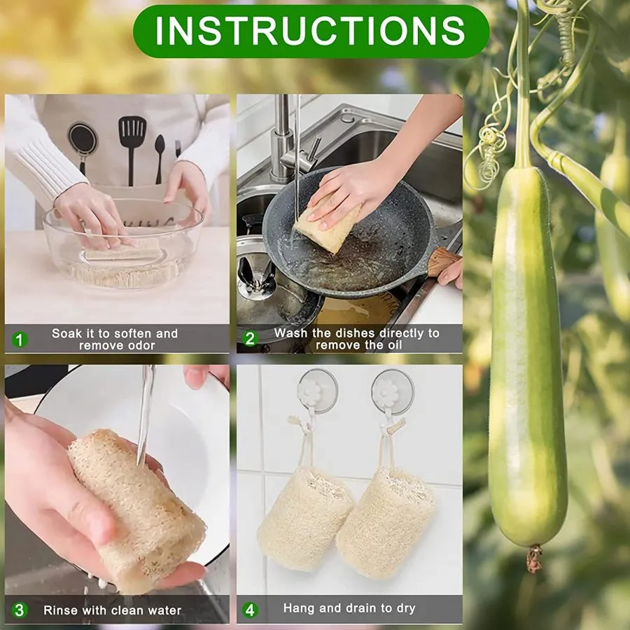 Esponja Luffa de Orgánico Biodegradable Loofah Natural 10cm 7.5cm Ducha Loofah Exfoliante Esponja de Lufa Para Lavado de Ducha y Limpieza de Cocina - Imagen 4