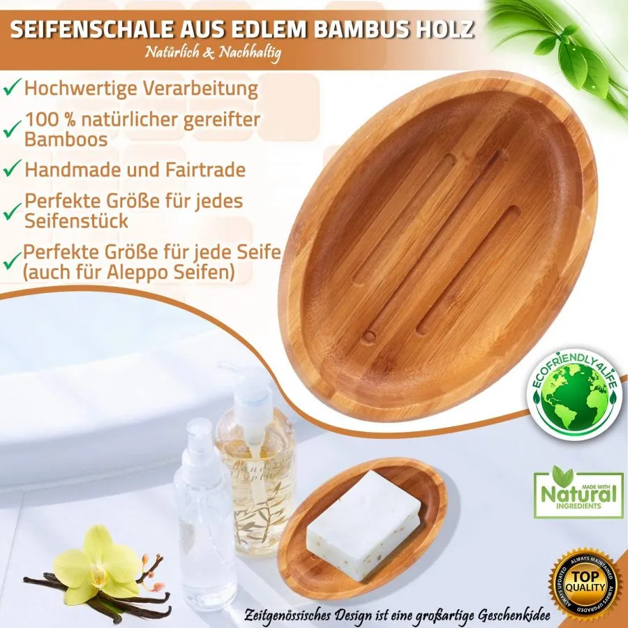 Jabonera Sostenible jabonera Caja de jabón de Madera Natural (baño, Ducha, Cocina) – bambú madurado - Imagen 2
