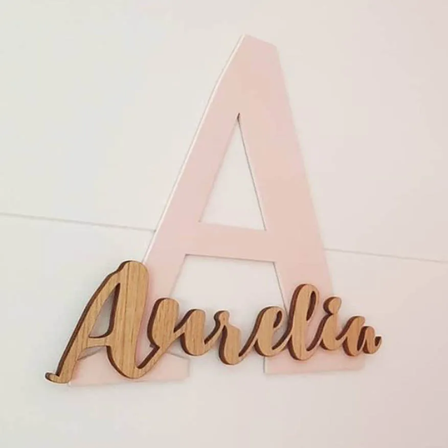Letra y Nombre Personalizado en Madera para pared