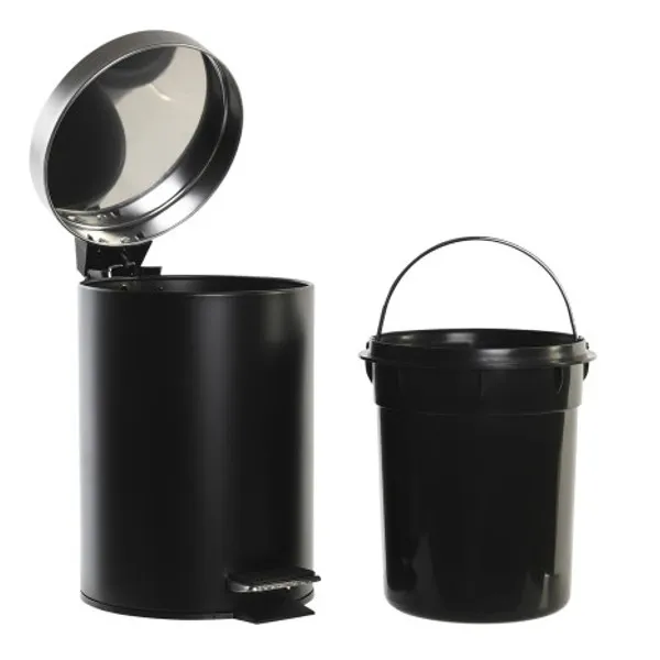 Papelera metal – inox 3L Negro - Imagen 2