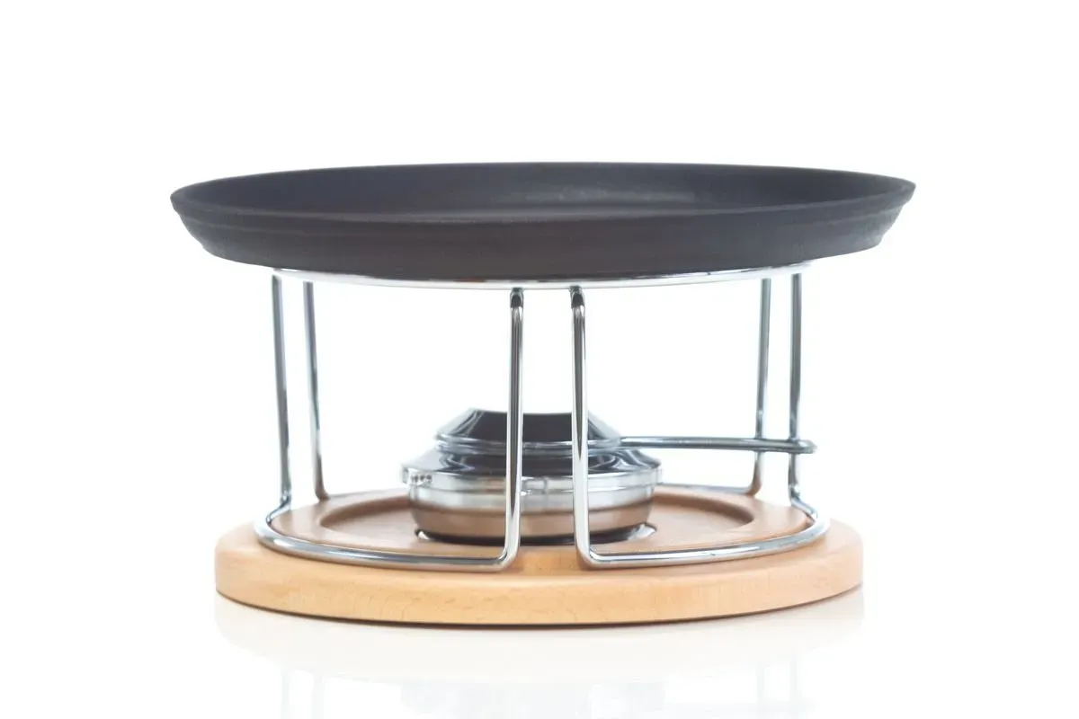 Plato hierro fundido para carne, con quemador alcohol – 26cm | R1A186