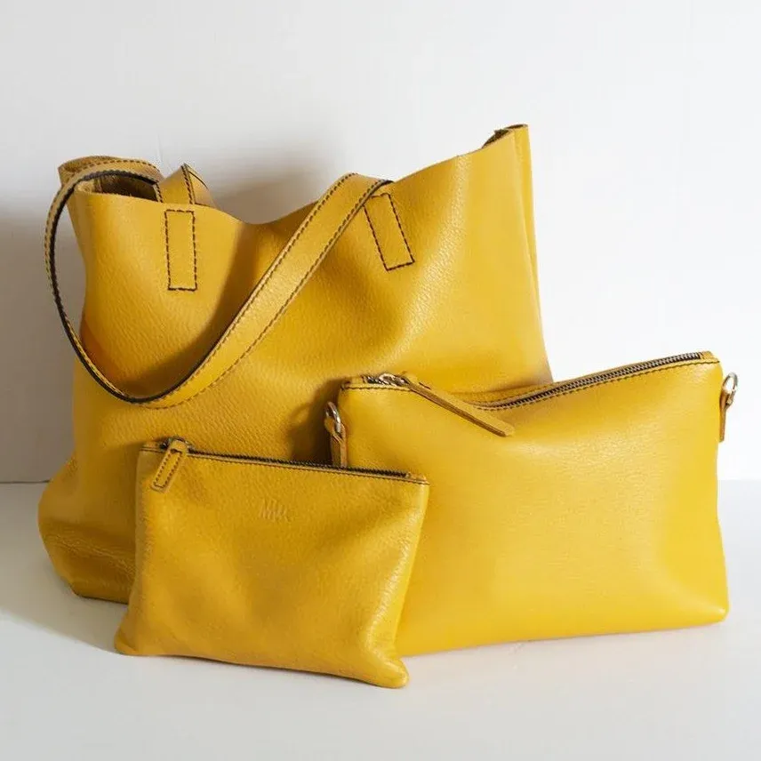 Cartera de cuero amarilla - Imagen 8